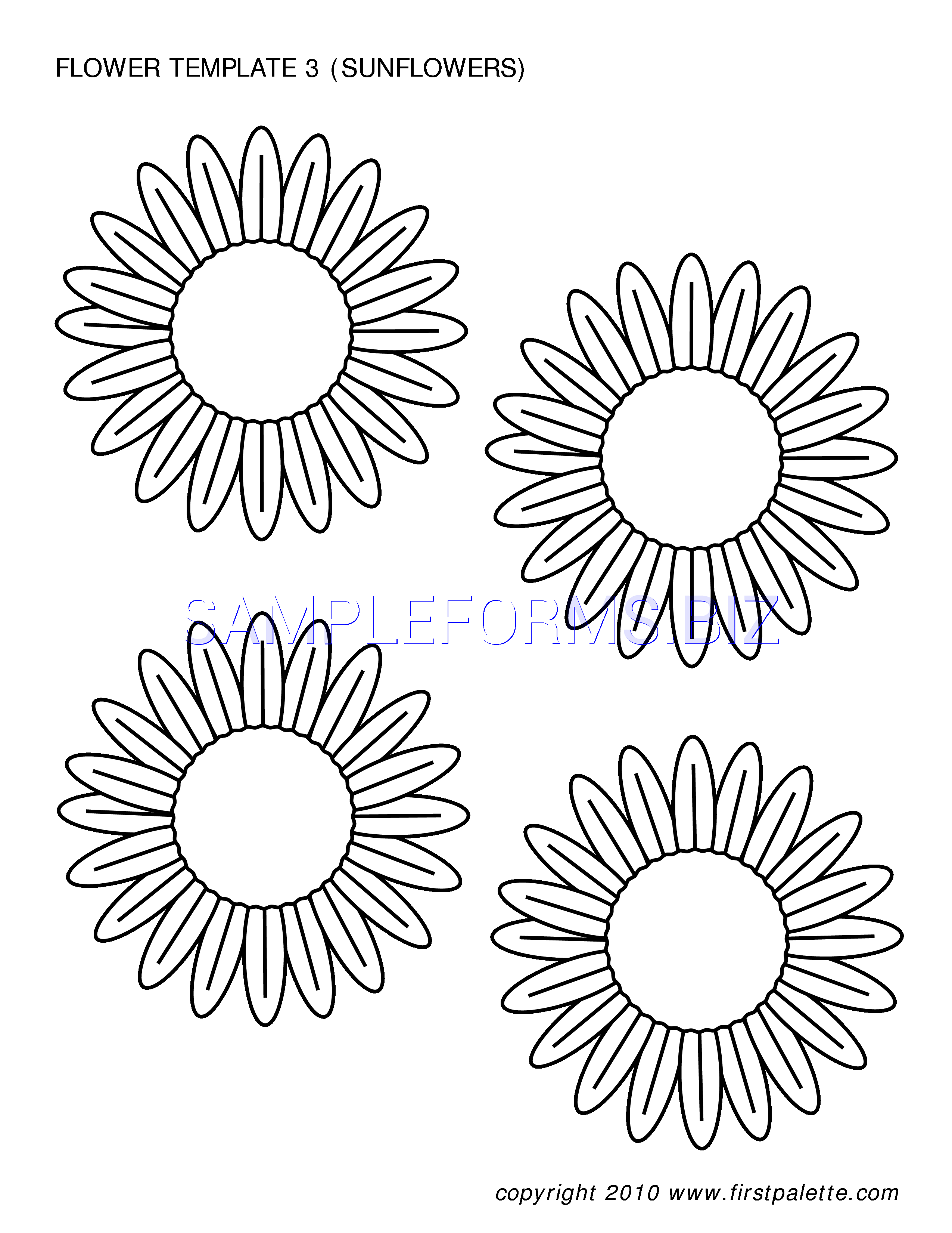 Preview free downloadable Flower Template of Sunflowers in PDF (page 1)